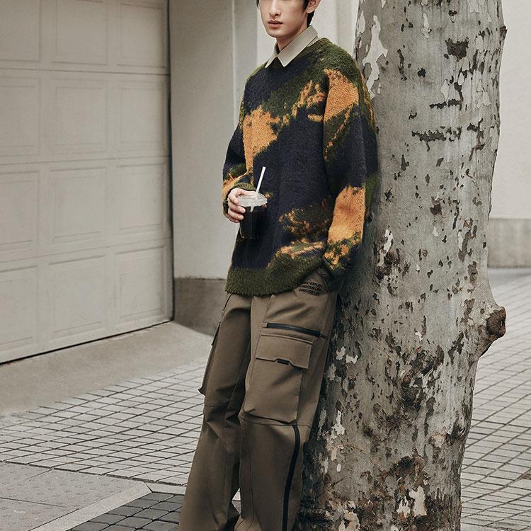 Li-Ning CF Trace Dream Theme Casual Tie-Dye Crew Neck Long Sleeve Sweater Unisex Tops Multicolor AMBS189-7