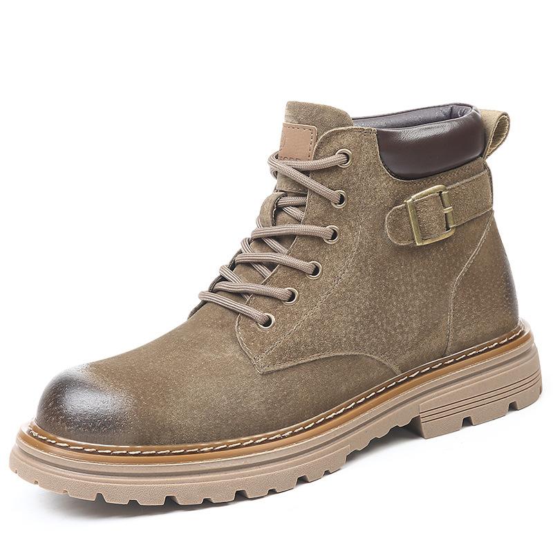 FashionDermis Retro Platform Boots for Men  Autumn Winter Fashion Casual Work Shoes Male Buckle Designer British Yellow Ankle Boots Man