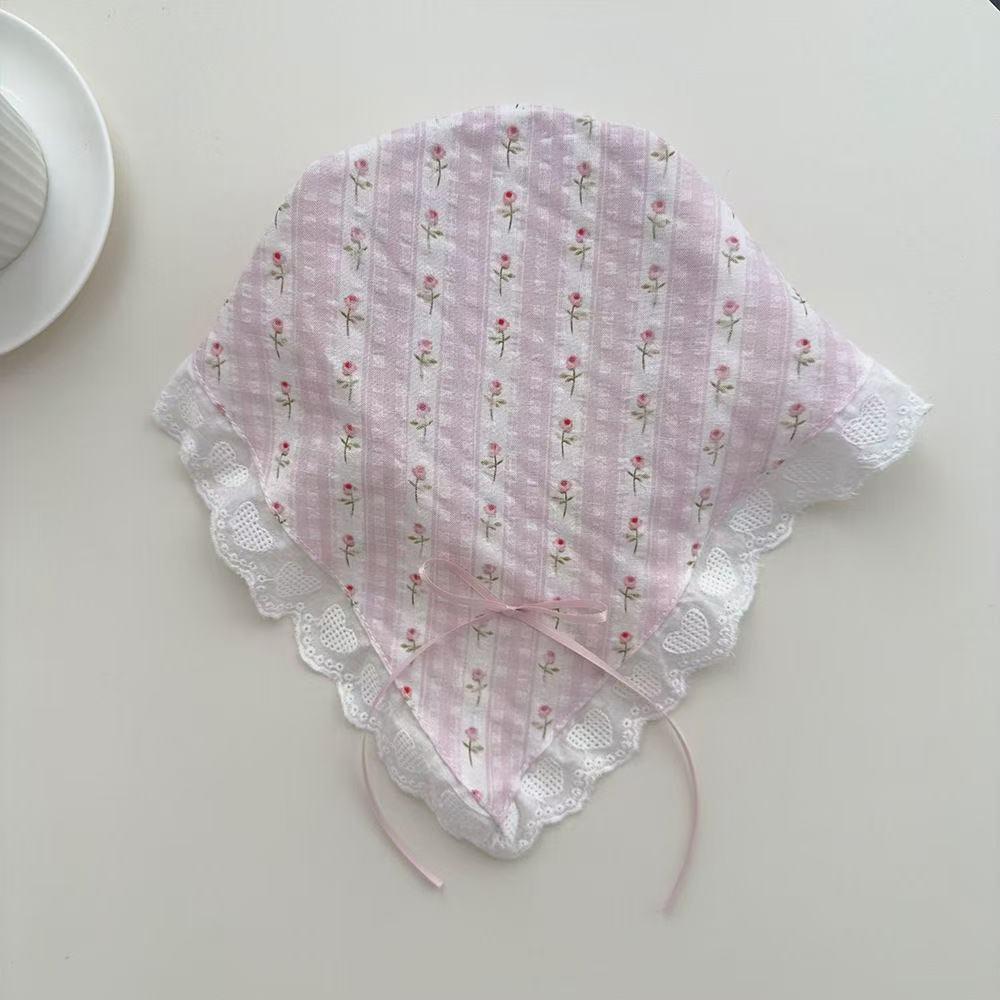 Pastoral French Lace Triangle Hair Scarf and Headband for Spring Outings
