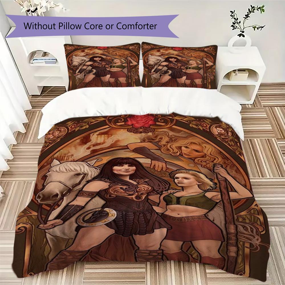 Xena Warrior Pattern Bedding uilt Set uilt Cover Pillowcase Home Decoration Birthday Gift (1 * duvet cover + 2 * pillowcase without core)252