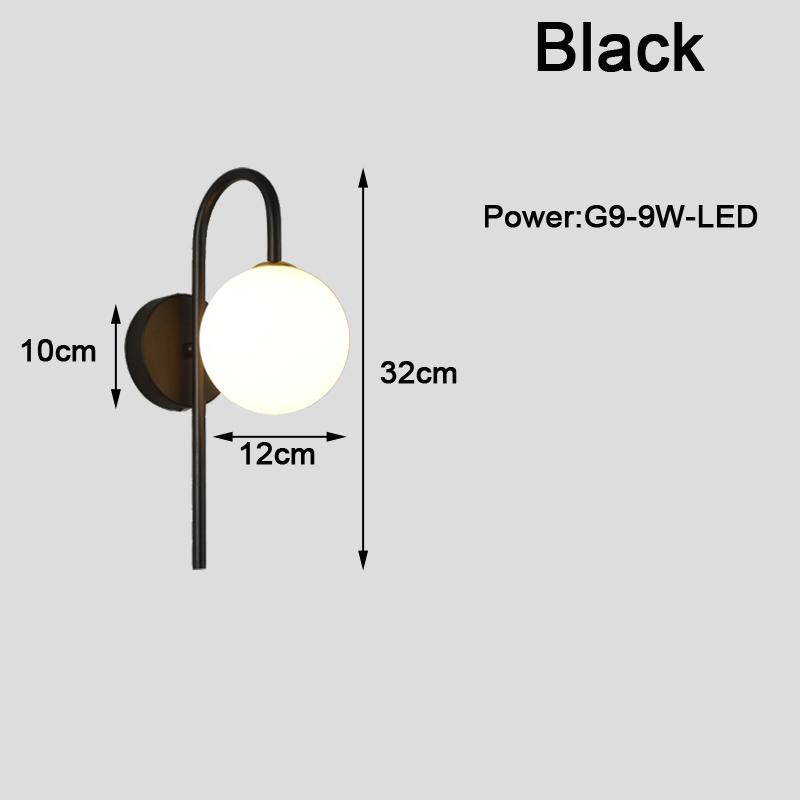 Minimalist Indoor LED Wall Lamps with Glass Bulb for Bedroom Bedside Nordic 9W  LED Wall Lights Wall Sconce for Living Room Home