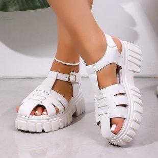 Women's Anti-slip Shoes with Thick Soles and Wide Heels, Large Size Sandals