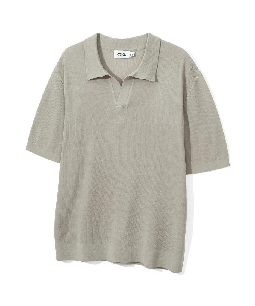 COSTUME O’CLOCK Cool Linen-Like Collar Short Sleeve Knit_9 Color Cooskt045 (B Type)