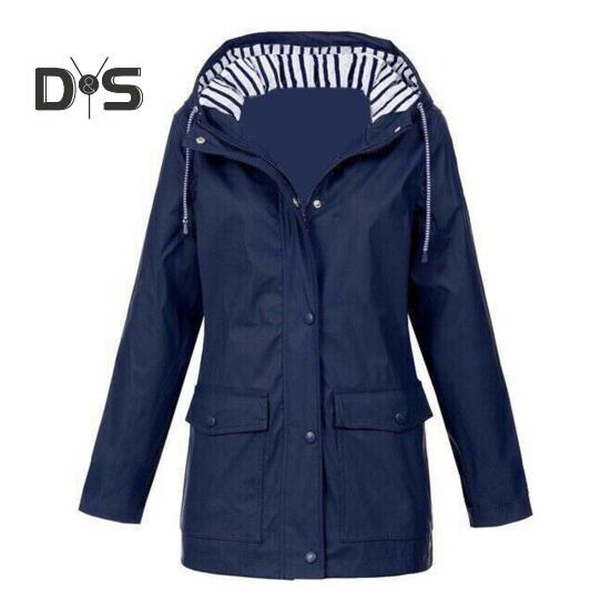 

Женское осенне-зимнее пальто с капюшоном, ветрозащитное, с длинными рукавами, застежкой-молнией на кнопках, однотонное, с накладными карманами, повседневная куртка для активного отдыха L темно-синий
