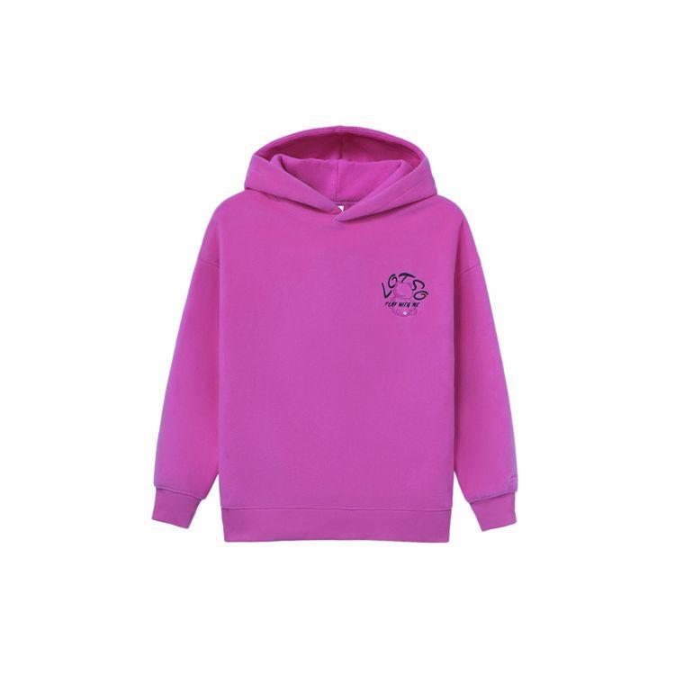 Li Ning X Disney Toy Story Collaboration Strawberry Bear Series Fleece Loose Pullover Hoodie Women Hoodies Rose-Purple AWDR760-2