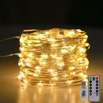 LED-Lichterkette mit USB-Stecker und Fernbedienung, Lichterkette für Innen- und Außenbereich, Garten, Schlafzimmer, Hochzeitsfeier, Geburtstagsdekoration