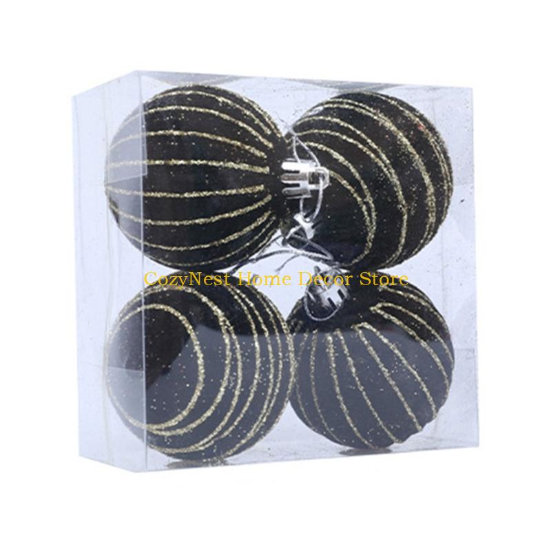92MF 1 Box Flocking Ball Christmas Tree Decorations Multi Color Holiday Ornaments For Festival Home Party Decoration