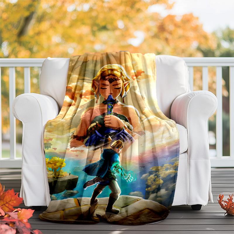 1pc Game Zelda Theme Blanket - Digital Print, Polyester, Cozy for All Seasons, Perfect for Outdoor, and Travel