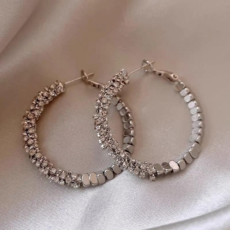 Ear Clips with Elegant Long Fringed Earrings, 925 Silver Pin Earrings, Ear Jewelry