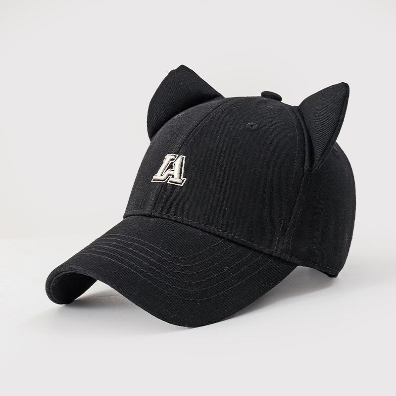 Premium Letter Embroidered Baseball Cap High Quality Cotton Cute Cat Ear Hat Women's Shade Sun Protection Hat