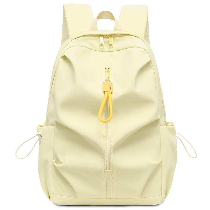Solid Color Student Schoolbag Large Capacity Nylon Backpack