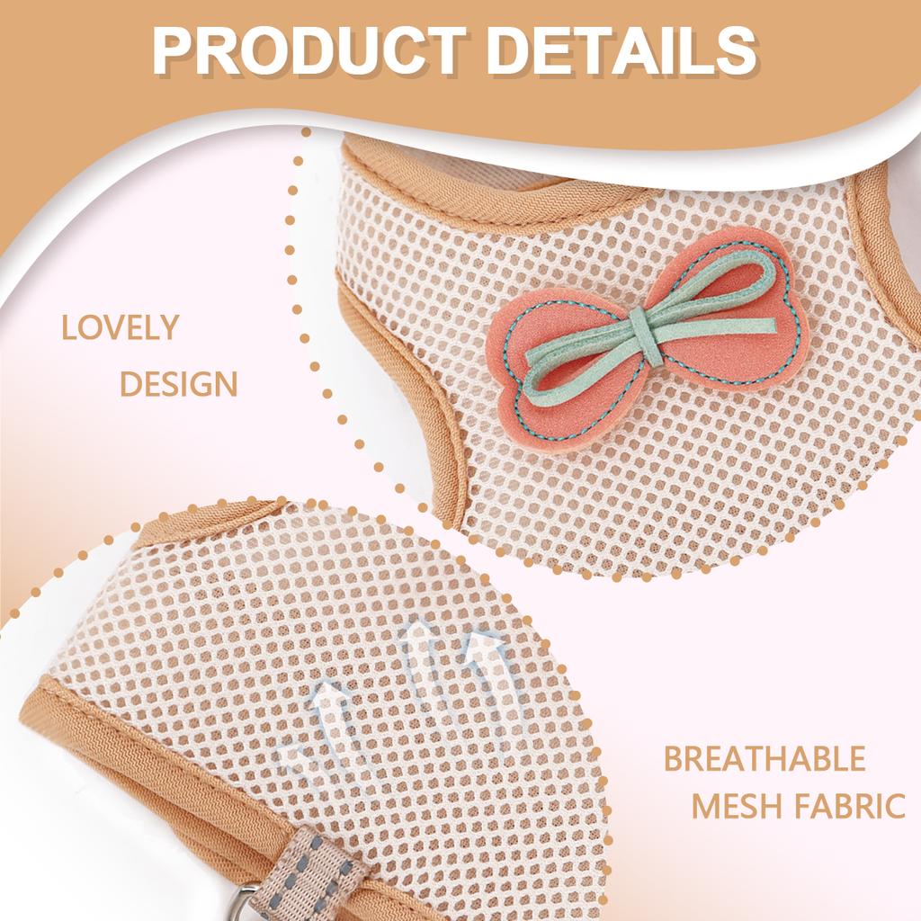 Macaron Kaninchengeschirr Weiches Netz Kleintier Kein Zug Komfort Gepolsterte Weste für Häschen Meerschweinchen Eichhörnchen und andere Kleintiere