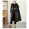 European Style Patchwork Denim Jacket Women Hooded Loose Fit Long Trench Coat Autumn Oversized Outerwear Plus Size