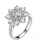 2 Karat 8 mm Moissanit-Verlobungsring für Frauen, Sonnenblume, Hochzeit, funkelnder Diamant, Band, 925 Sterling Silber, Luxus-Schmuck