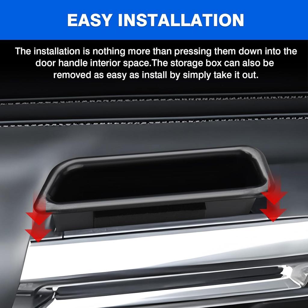 Autorder Door Side Storage Box for 2024 Ford Mustang Accessories Armrest Phone Container Door Organizer Handle Pocket Tray with Anti-slip Mat 2PCS