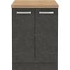 Meuble bas 2 portes battantes - Gris mat - L 60 x P 51,6 x H 85 cm - LASSEN