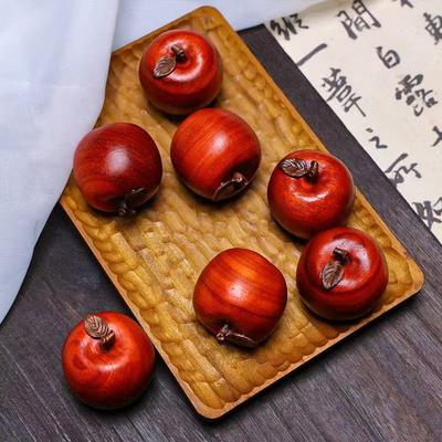 Natural Red Sandal Wood Little Apple -persimmon Simulated Fruit Model -solid Wood Carving Home Decoration, Christmas Gift