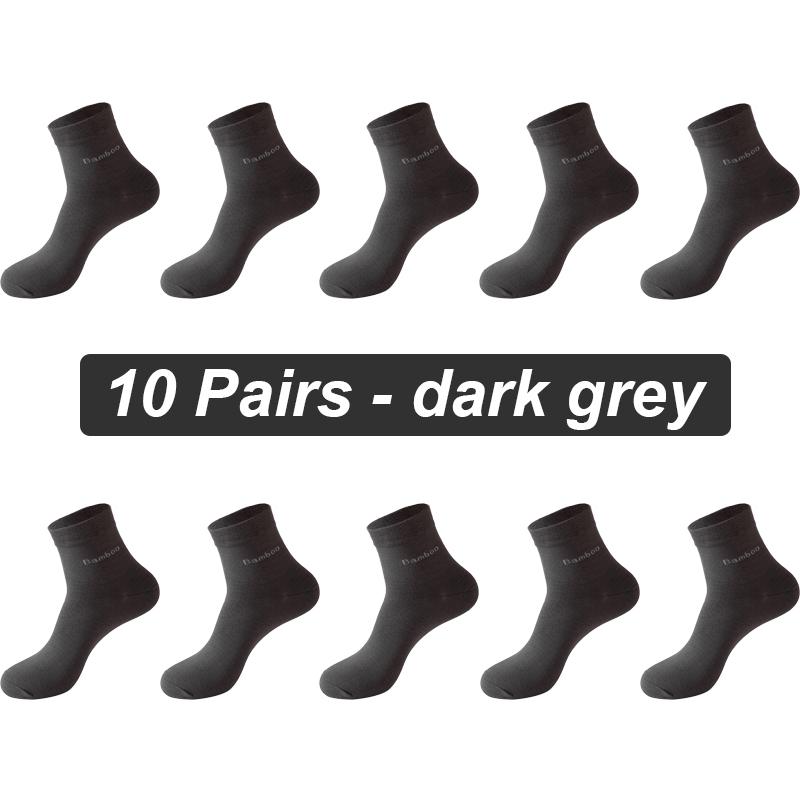 10Pairs/lot Men Bamboo Fiber Socks Casual Black White Business Anti-Bacterial Breatheable Male Sock High Quality Size 38-45