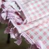 Japanese Pink Plaid Cotton Linen with Tassel Window Curtain Blackout Valance Art Decorative Curtain for Living Room Bedroom