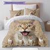 Cute Yellow Cat Pattern Bedding Quilt Set Quilt Cover Pillowcase Home Decoration Gift (1 * duvet cover + 2 * pillowcase, without core)