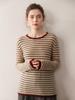 2025 Autumn/Winter Women's Color Block Stripe Cashmere Sweater - Loose Knit Round Neck Long Sleeve Fashion Base Layer