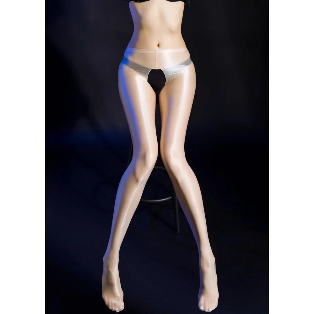 Sexy Glänzend Eng Offener Schritt Strumpfhose Strumpfhosen Heiß Transparente Leggings Strumpfhose Club Tanz Lingerie Damenmode Ootd