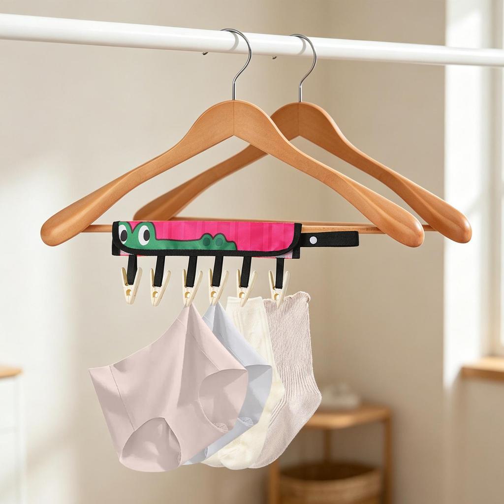 Foldable Travel Clothes Hanger 6-Clips Socks Drying Rack Portable Organizer for Underwear Towels Travel Hotel  Laundry Drying