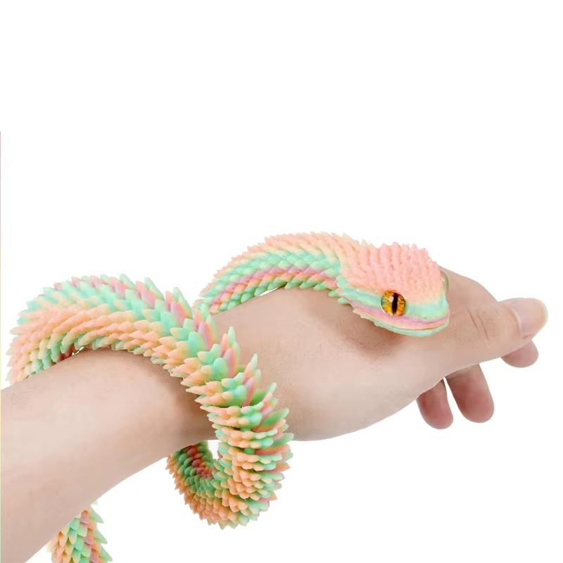 30Cm New 3D Printed Snake Realistic Snake Statue Movable Joint Fidget Toys Simulation Desk Ornament Animal Model Gift