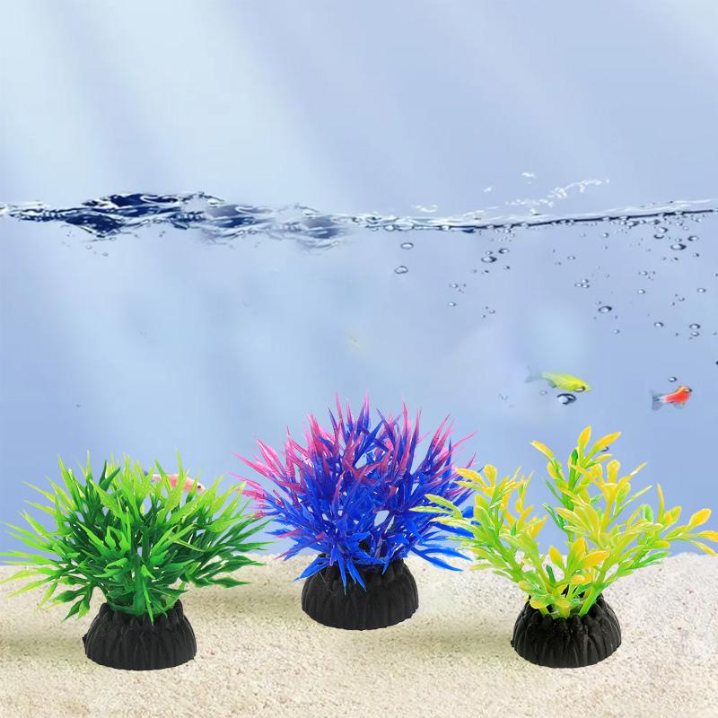 3Pcs/Pack Fish Tank Flower Plastic Home Decoration Accessories Simulation Grass DIY Aquarium Decoration Artificial Plant