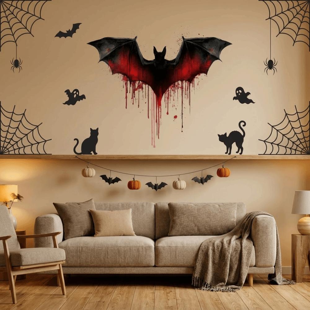 PVC Halloween Fledermaus Wandaufkleber Elektrostatische Gruselige Fledermaus Aufkleber Fensteraufkleber Fenster