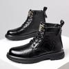Men High Top Boots High Quality Casual Leather Booties Classic Side Zip Ankle Boots Plush Warm Winter Boots for Men Cotton Shoes