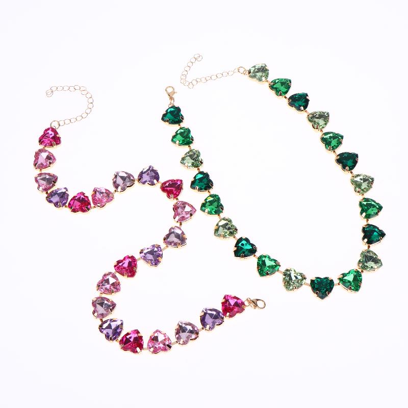 Sparkling Crystal Rhinestone Necklace Fashion Colorful Choker for Women Anniversary Party Gift