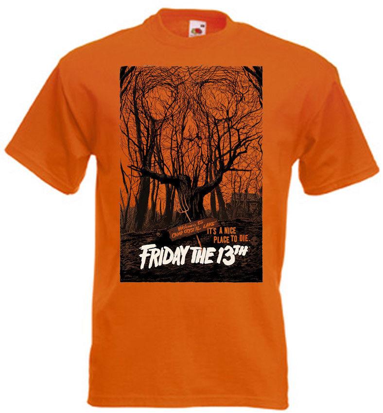 Friday The 13th v8 T-shirt orange movie poster all sizes S5XL XXXXL