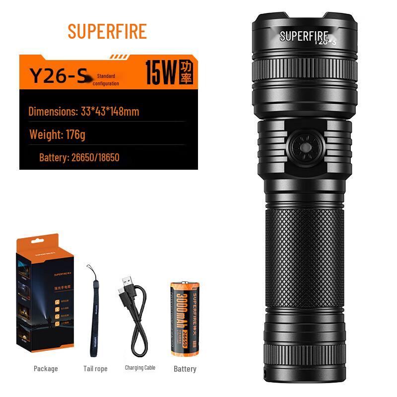 SupFire Y26-S Zoom Rechargeable Flashlight