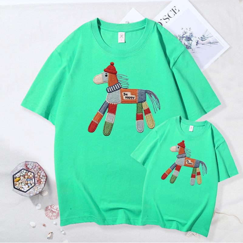 2026 Year of the Horse Red T-Shirt - Unisex Cotton Short Sleeve for Family Photos & New Year Greetings