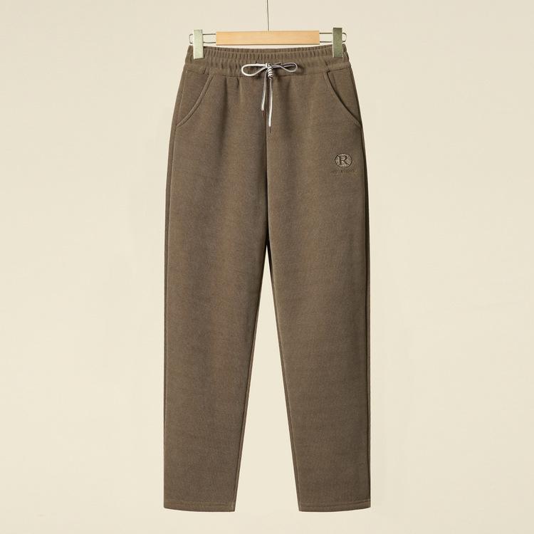 In Autumn and Winter, The New Extra-thick Plus Velvet Padded Long Velvet High Waist Casual Mother Warm Pants Wear Elastic Waist Pants Straight Tube.