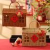 Rattan Storage Basket New Year Xmas Gift Packaging Box Creative Handbag Birthday Gift Vine Weaving Handbag Vine Woven Gift Box