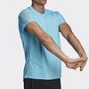 Adidas Running Sports T-Shirt Men Tops Aqua-Blue Dark-Silver-Gray FT1429