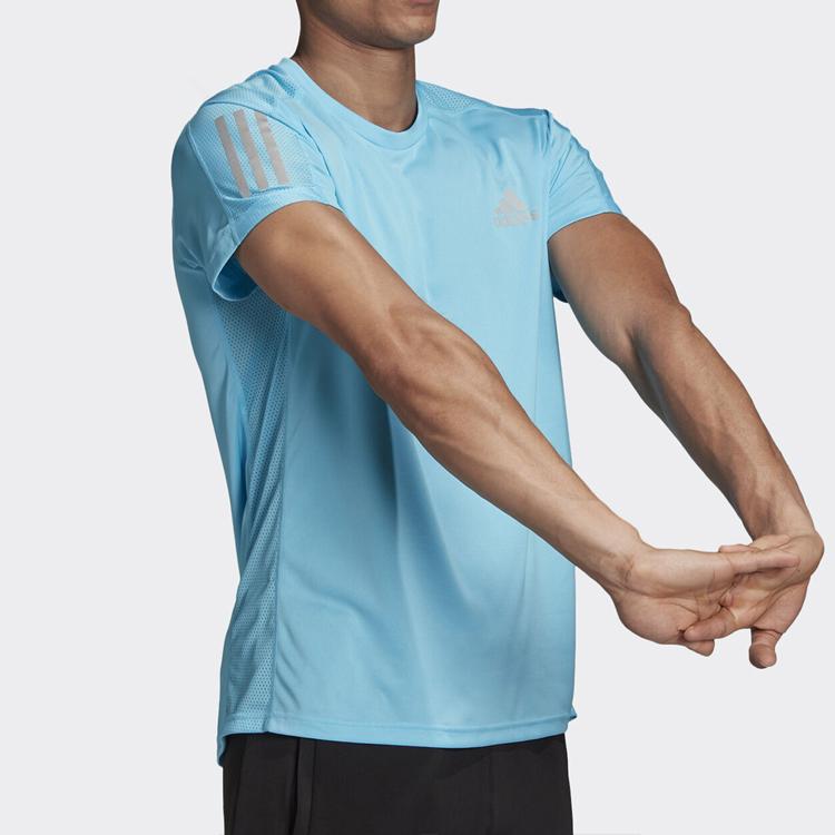 Adidas Running Sports T-Shirt Men Tops Aqua-Blue Dark-Silver-Gray FT1429