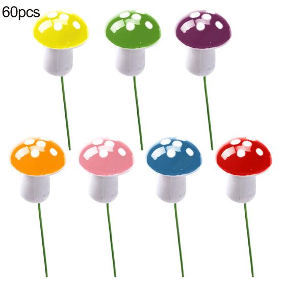 60 Pcs Foam Mushroom Miniatures Colorful Tiny Mushroom Figurines Miniature Mushroom Stakes