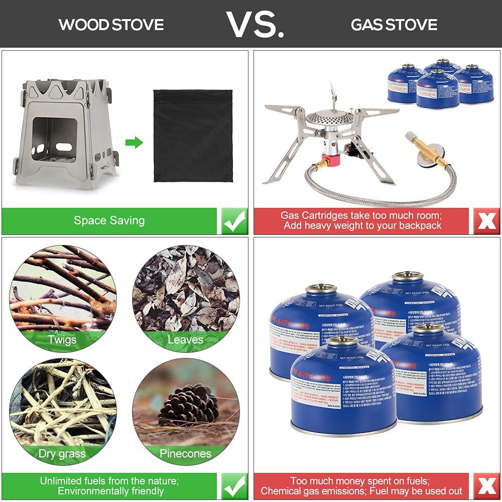 Aeike Titanium Wood Stove, Outdoor Camping, BBQ Stove, Bonfire Stand, Folding Wood Stove (Includes Storage Bag)