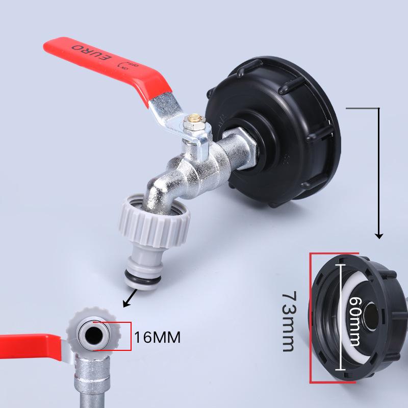 IBC Ton Barrel Brass Accessories: 1/2" Nipple, 3/4" Alloy Faucet Connector
