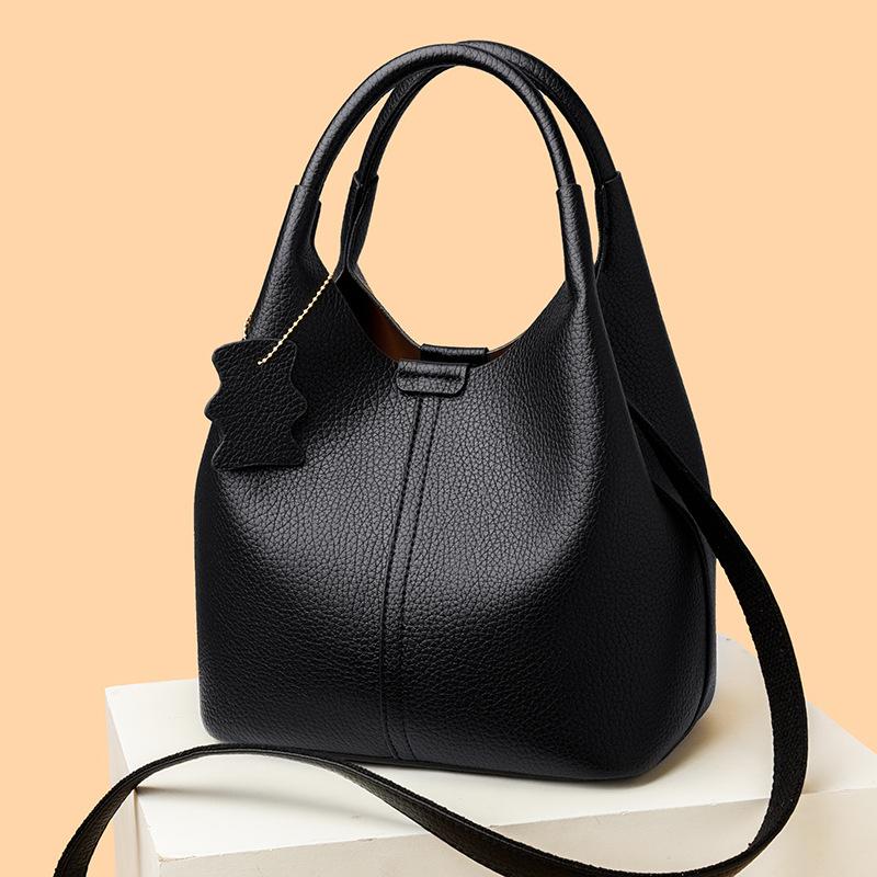 Handbag - Soft Leather Shoulder Bag for Carrying - Fashionable Single-shoulder Crossbody Bag - High-quality Bucket Bag