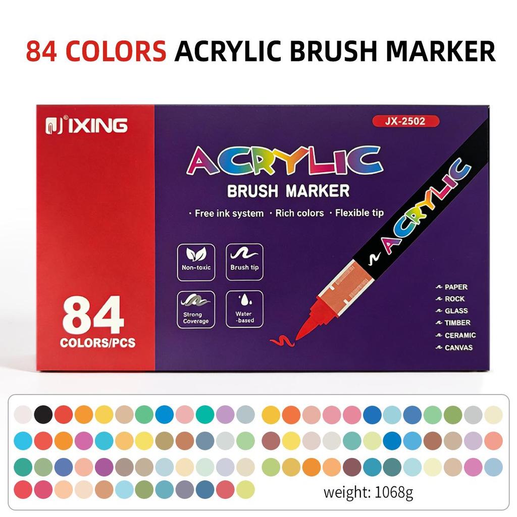 Direktflüssig-Acrylmarker-Set - Weiche Spitze, 24 oder 48 Farben, Ohne Pumpen für DIY-Graffiti und Professionelles Zeichnen