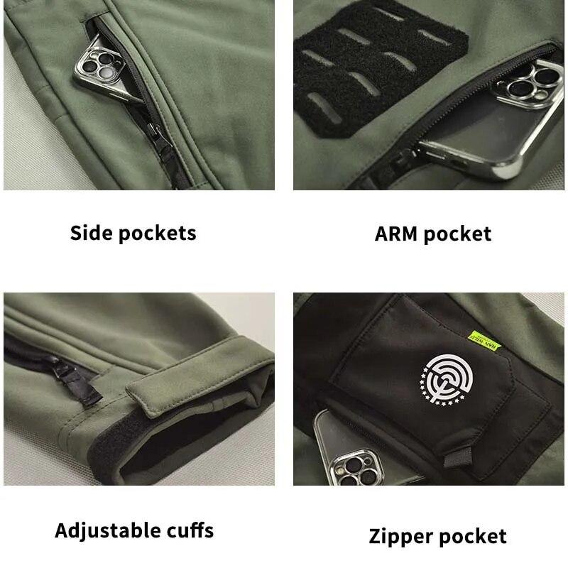 HAN WILD Men's Jackets Fleece Army Tactical Clothing Men Multicam Male Camo Windbreakers Combat Jacket Clothes