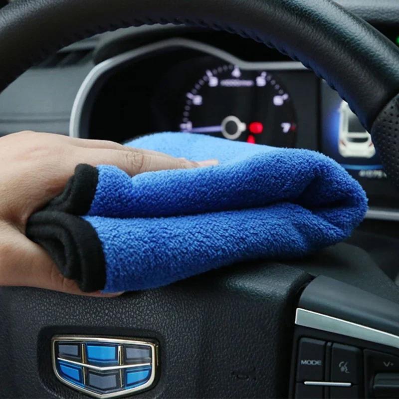 motorcyclMicrofiber Cleaning Towel Car Wash Thicken Soft Drying Cloth Car Body Washing Towels Double Layer Clean Rags 30/40/60cm