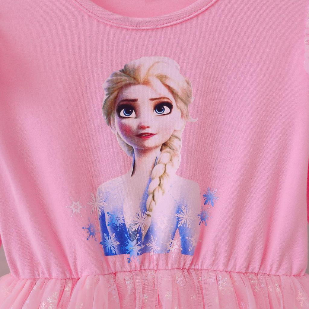 Elsa Princess Spring/Autumn Dress: Girls' Mesh Skirt, One-Piece Stylish Outfit
