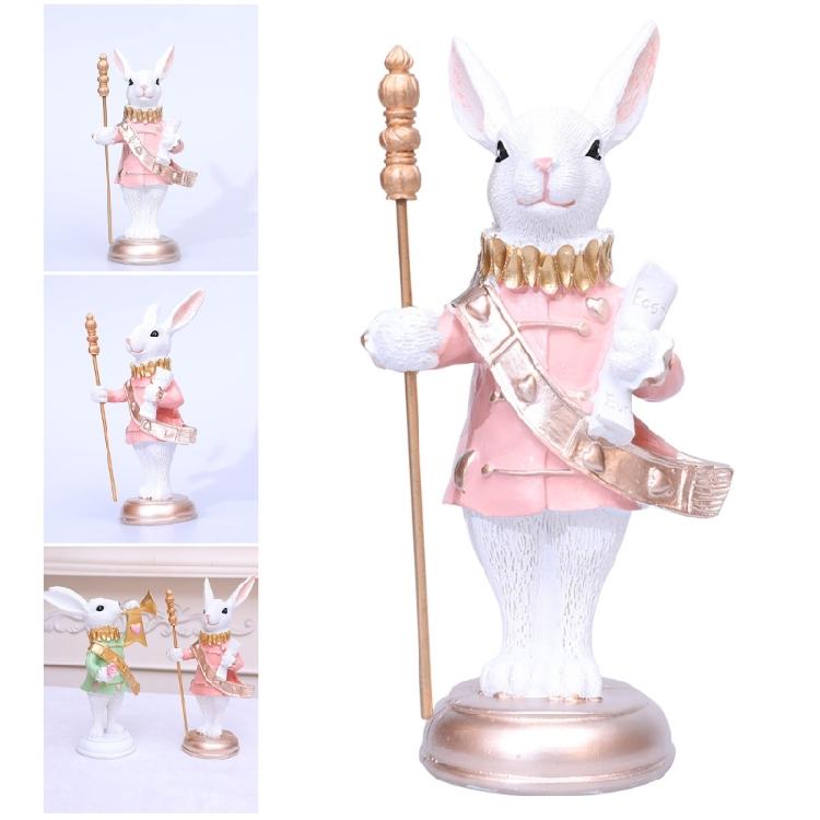 Detailed Easters Rabbit Staff Figurine Display Ornament Crafted For Those Who Cherish Holiday Celebration