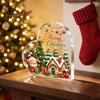 Desktop Holiday Atmosphere Heart Shaped Acrylic Christmas Tabletop Sign, 2D Winter Snow Scene Ornament Indoor Ornaments with Santa, Snowman