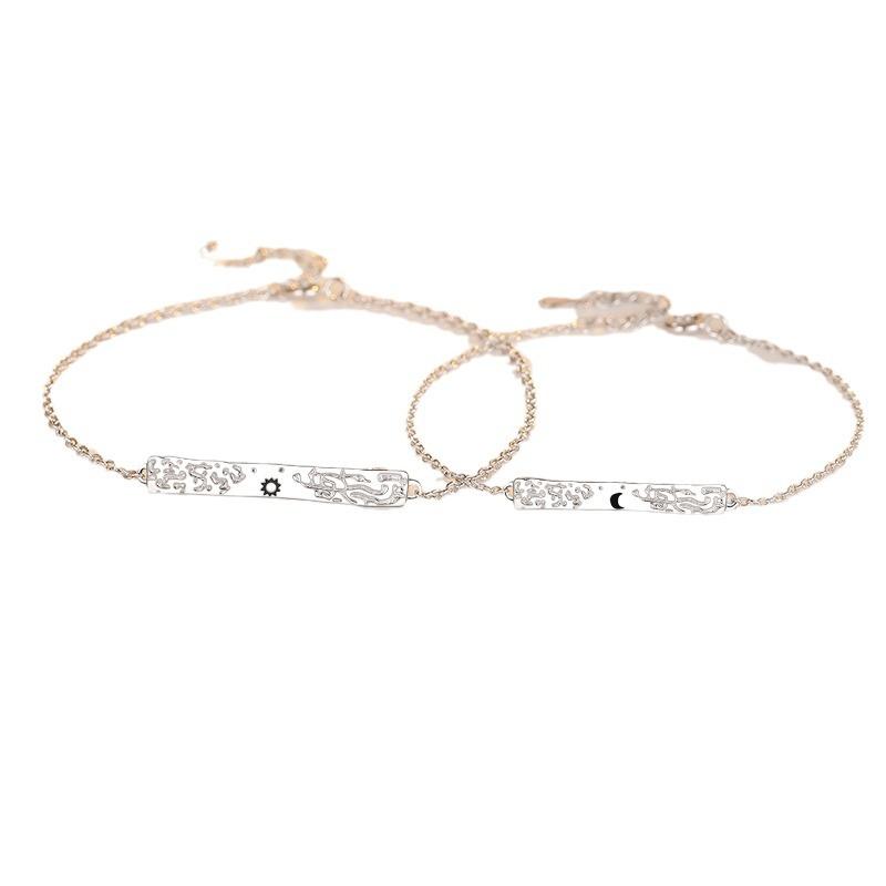 Riyueqing Couple Bracelet Ins Wind Bracelet Texture Irregular Hand Jewelry Qixi Festival Lover Gift Premium Durable